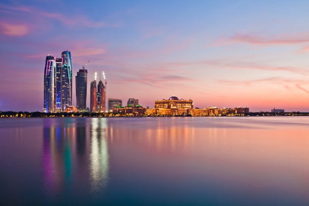 Abu Dhabi skyline at dusk